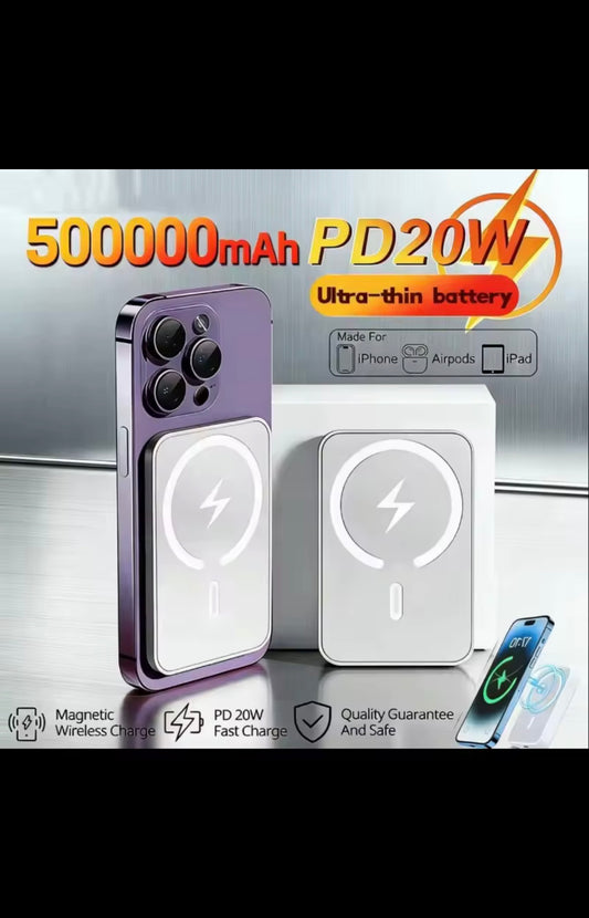 Power Bank Magnetico Ultra Sottile – Ricarica Rapida 20W (Wireless + Cavo)